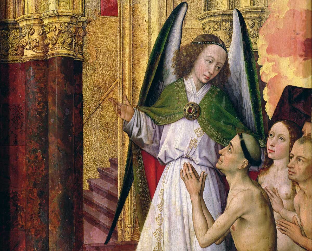 Доброе существо, ведущее на небеса, фрагмент из фильма «Страшный суд» Рогира ван дер Вейдена, около 1451 г.