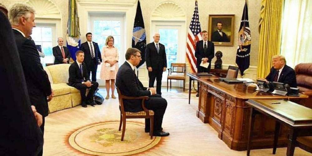 Фото открытых источников. Президент Сербии Вучич на приеме у президента США Трампа.