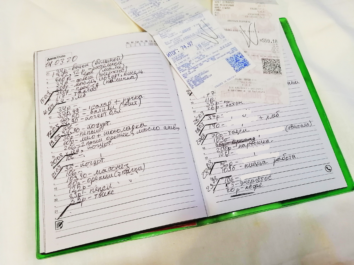 Мой пример ведения учётов. Таким образом за большой промежуток времени (достаточно половина года) можно анализировать где можно сократить расход, а где увеличить.