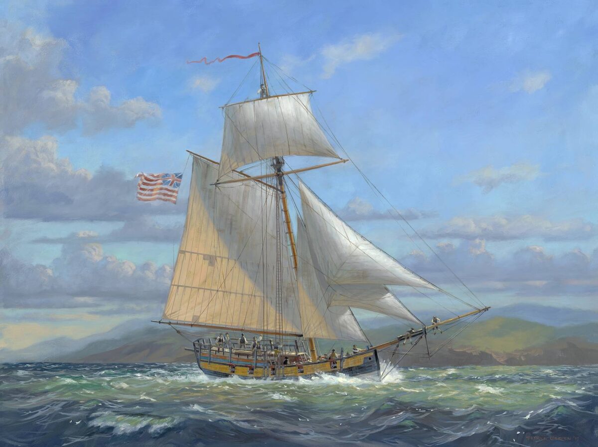 Шлюп в 1775 году. Иллюстратор: Patrick O'Brien