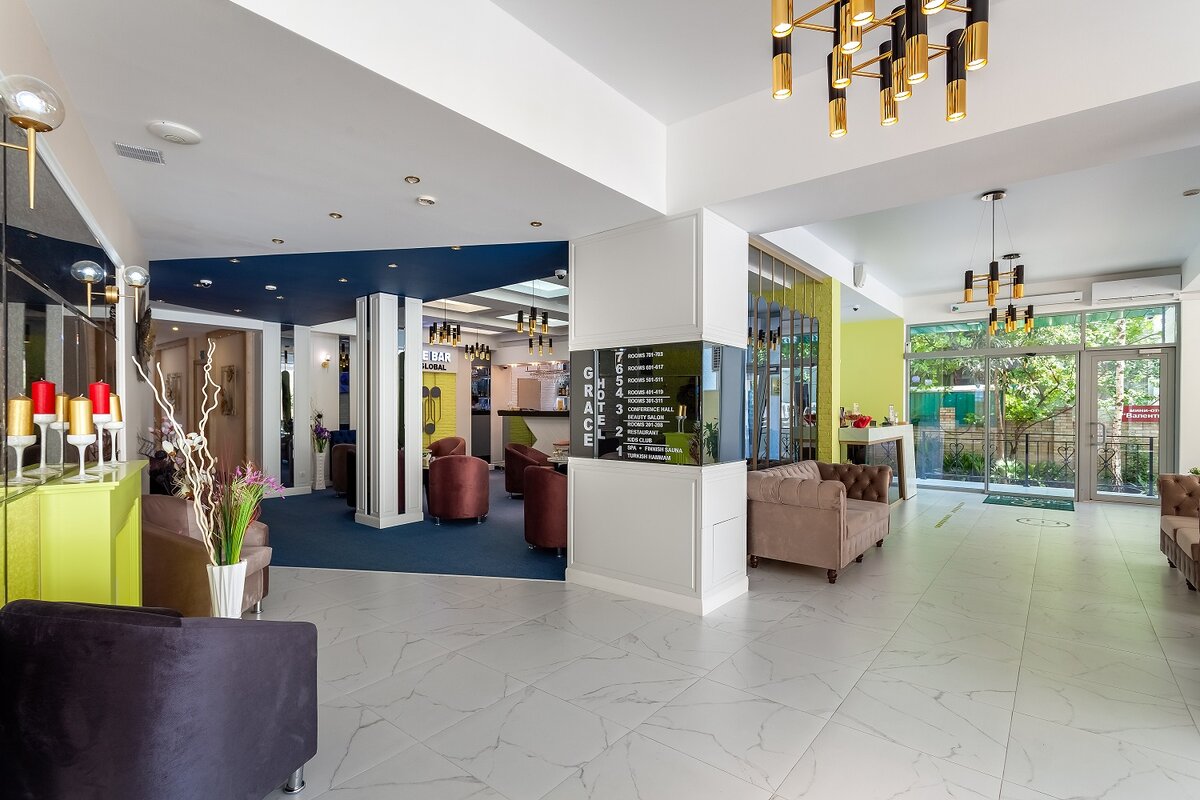 Стильный интерьер, комфортабельные номера, высокий уровень сервиса и огромное количество услуг ждут Вас в "Грейс Глобал Конгресс&СПА"!