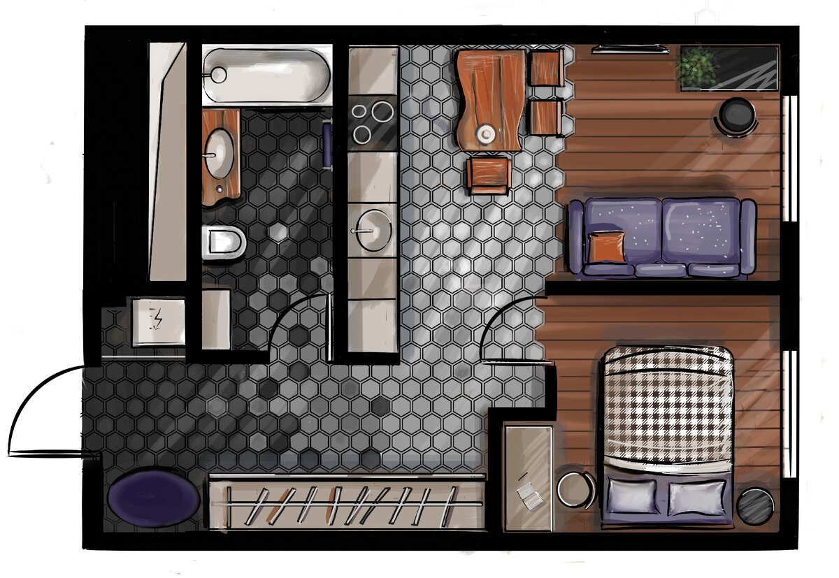 Вариант окончательной планировки на моем скетче