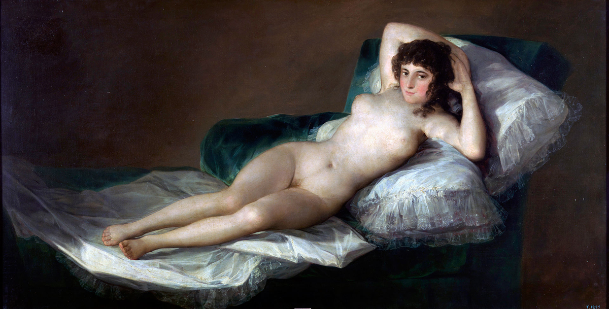 Маха обнажённая, Франсиско Гойя. Ок. 1797—1800 La maja desnuda. Холст, масло. 97 × 190 см