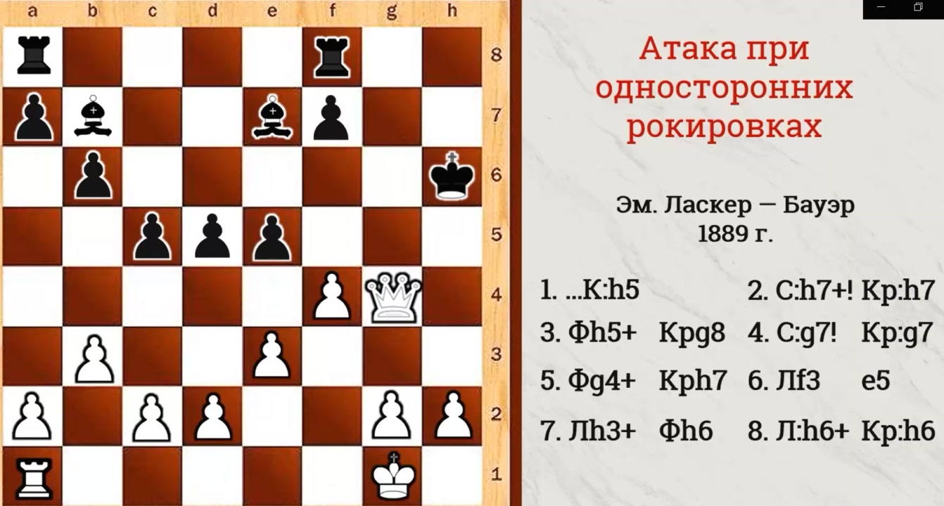 Э. Ласкер - В. Смыслов: 2 красивые партии с разбором - шикарное учебное  видео (атака на короля при односторонних рокировках)