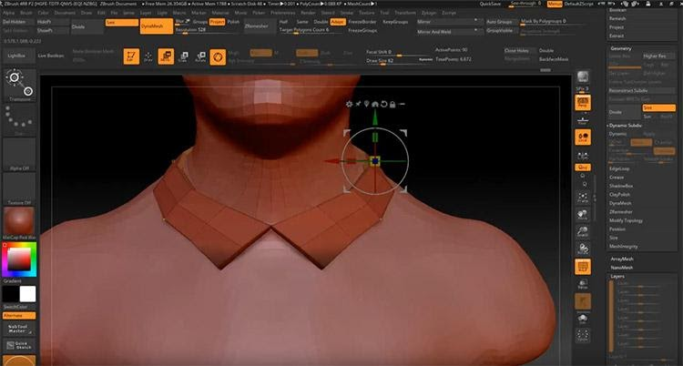 Скриншот из видео по ZBrush на YouTube-канале Dixi 3D