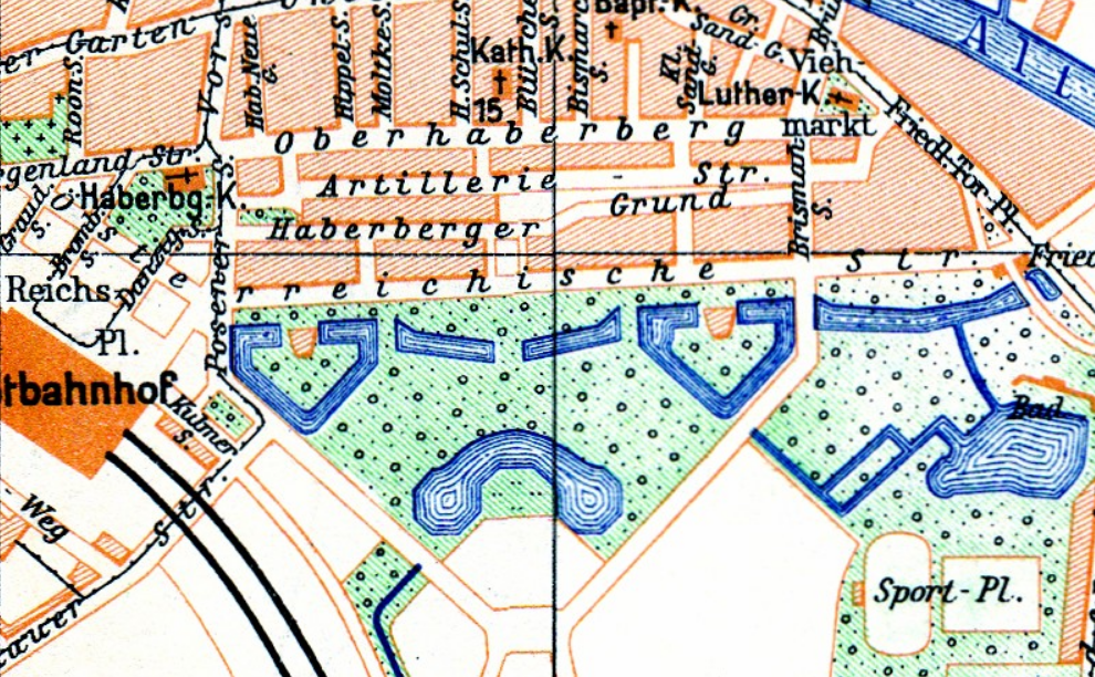 Парк "Южный" на довоенной карте Кёнигсберга