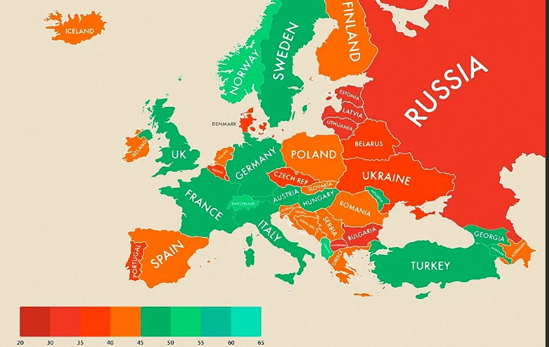 Изображение взято из открытого доступа. Индекс счастья стран Европы.