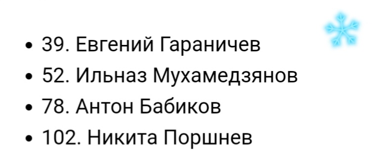 Стартовые номера наших