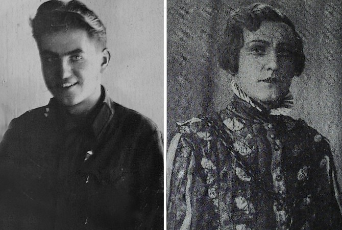 Николай Крюков в молодости. На фото справа в спектакле «Гамлет»,