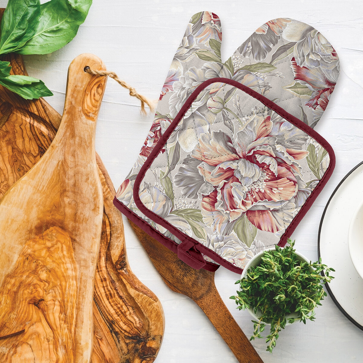 Прихватка и прихватка-рукавица «Душистый пион»