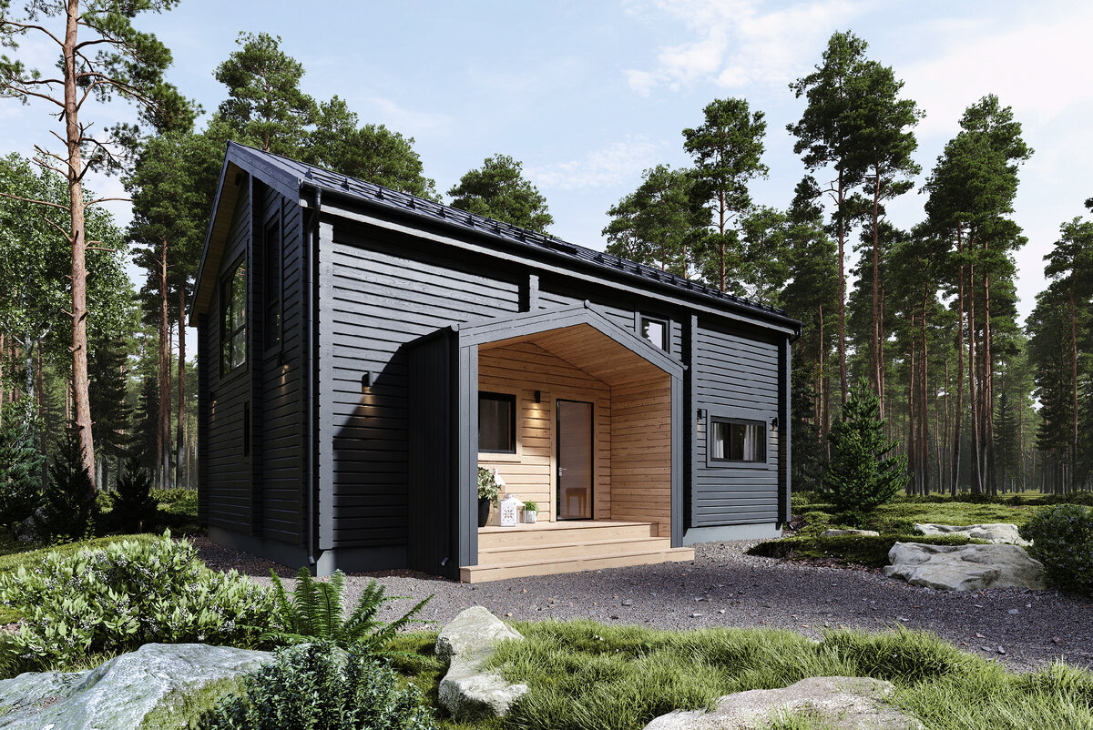 Главный фасад дома с крыльцом