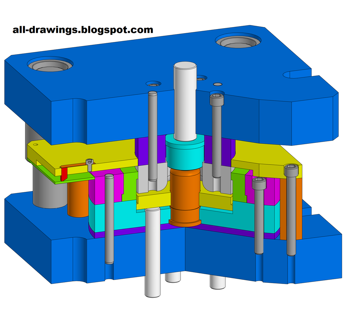 3D модель и чертежи штампа одновременной вырубки и вытяжки