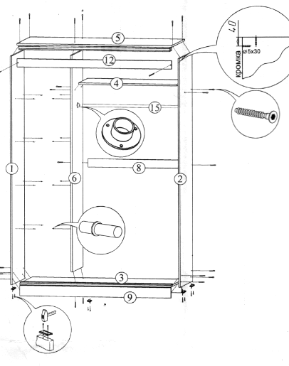 Схема сборки шкафа купе сакура
