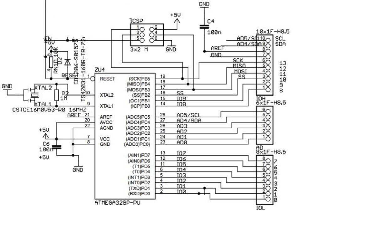 Основная часть модуля Arduino UNO. Ее берем  за основу