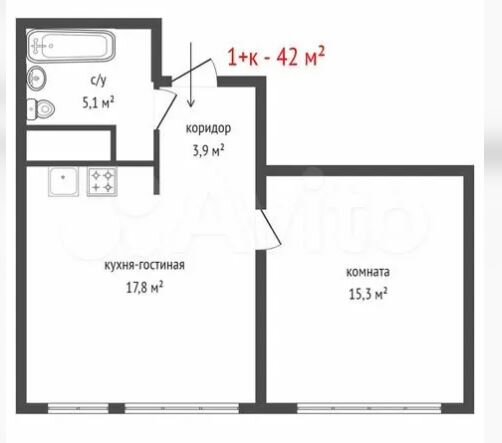 Пример квартиры 42 кв.м.