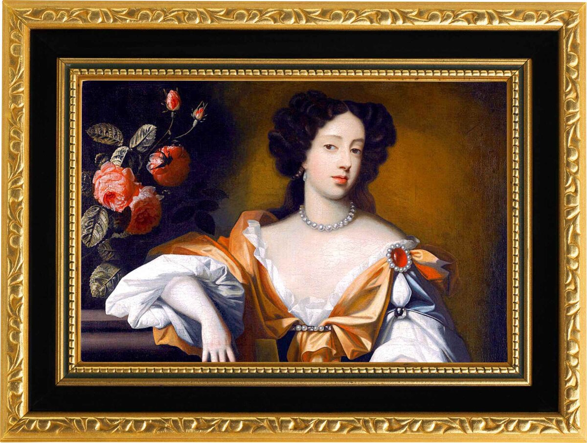 Мария Беатрис Моденская (1658-1718), жена Якова II. Портрет кисти Симона Питерца, 1680 год. Йельский центр британского искусства.