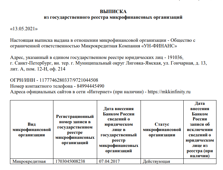 Выписка "Умные наличные"