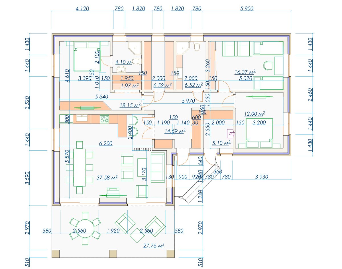 планировка дома 120 кв м одноэтажный с террасой 3 спальнями