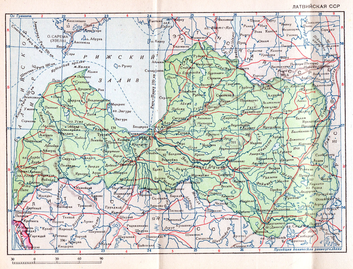Карта прибалтики 1938 года