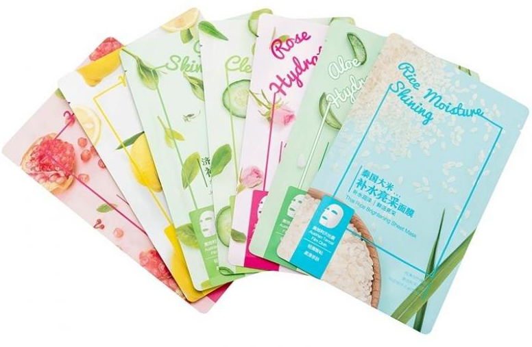 Маски для лица по типу таких. Фото я стащил, потому что у меня не осталось.