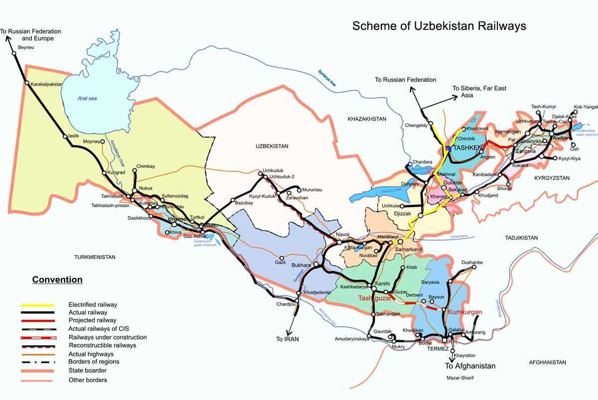 Карта узбекистана на русском языке с городами подробная с расстояниями