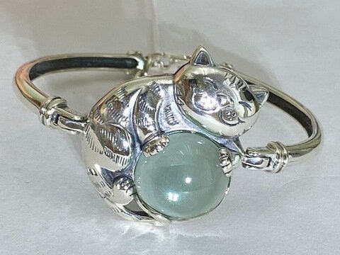 Браслет "Миша" с кварцем цвета "аквамарин" (артикул: 212Б)