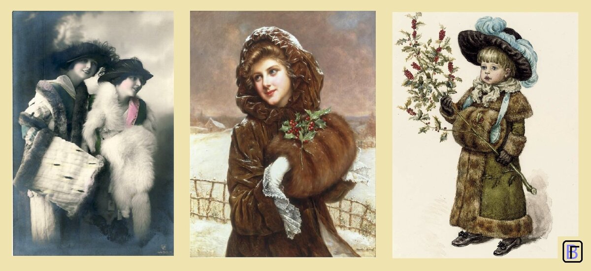 Муфты на винтажных открытках