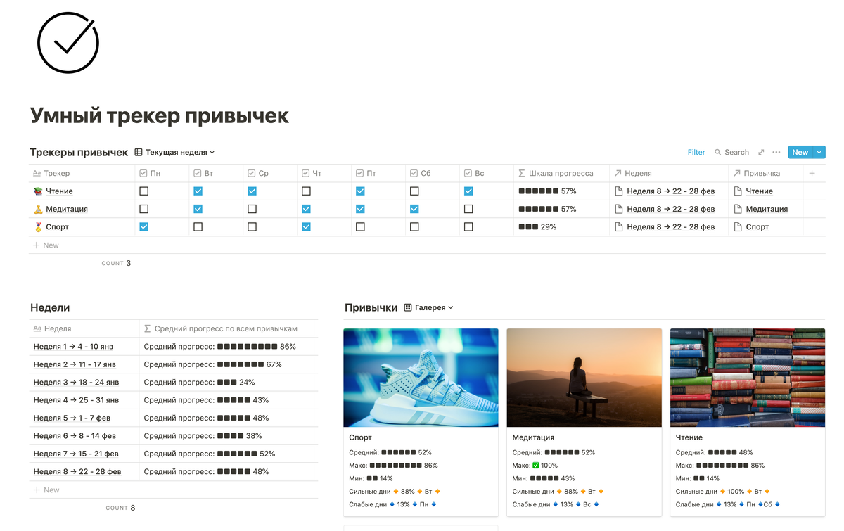 Трекер привычек в Notion