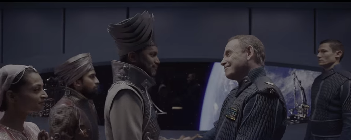 Один из первых пристыковавшихся модулей, надо полагать, индийский... 
(с) Кадр из фильма