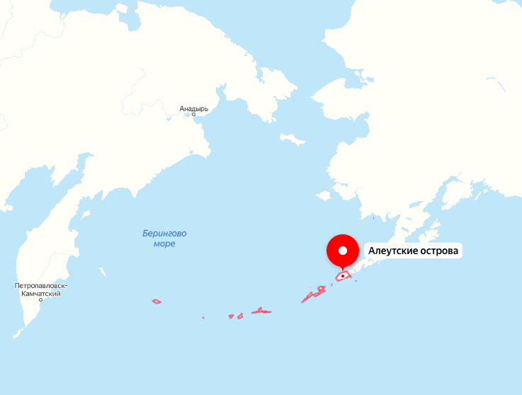 Алеутские острова. Здесь и далее инфографика подготовлена с помощью сервиса Яндекс.Карты