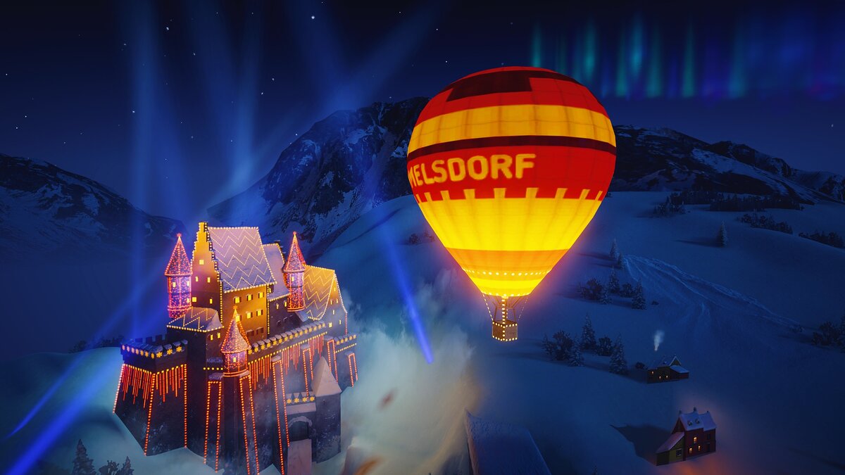 Воздушный шар над ангаром