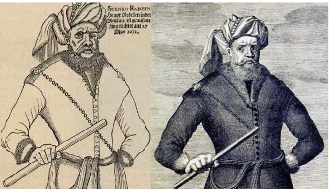 Стрелецкий воевода Степан Разин. Гравюра 1671 год. Справа дата затерта немецкими фальсификаторами