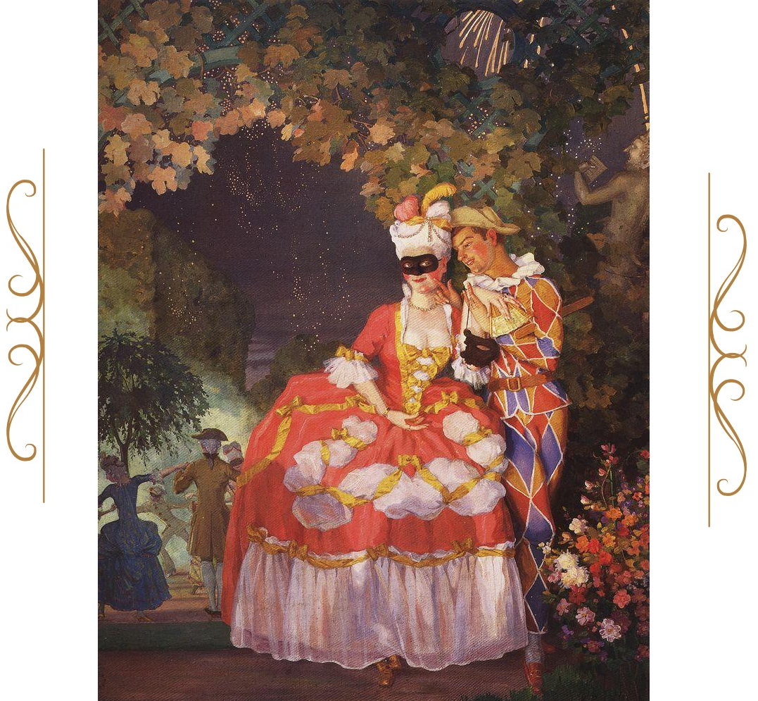 "Дама и Арлекин", Константин Сомов, 1921. (cc) Wikimedia Commons
