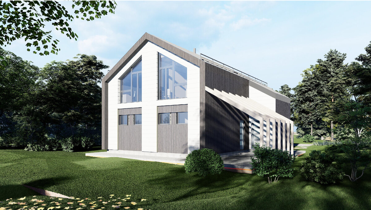 Вид дома с передней стороны от дороги