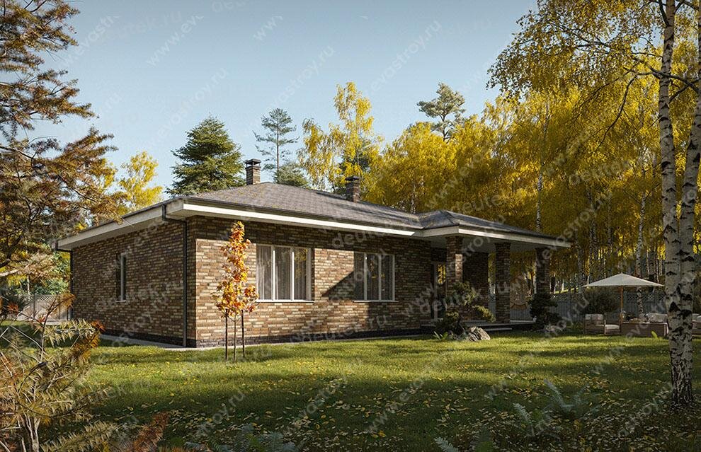 Проект квадратного одноэтажного дома 165 м2 с террасой - LK-6