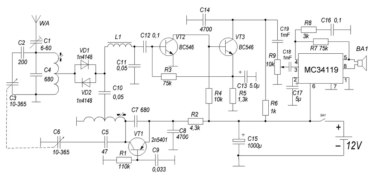 Приемник прямого преобразования схема