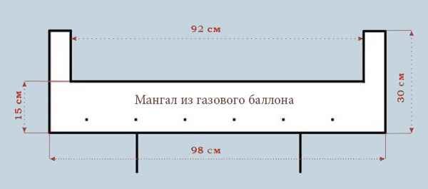 Мангал из газового баллона схема чертеж