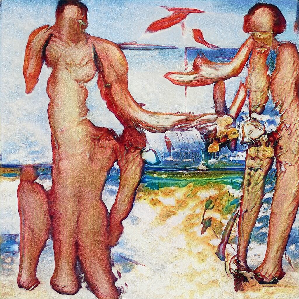 Картина "Взаимоотношения между членами команды", созданная нейросетью Яндекс.Алиса