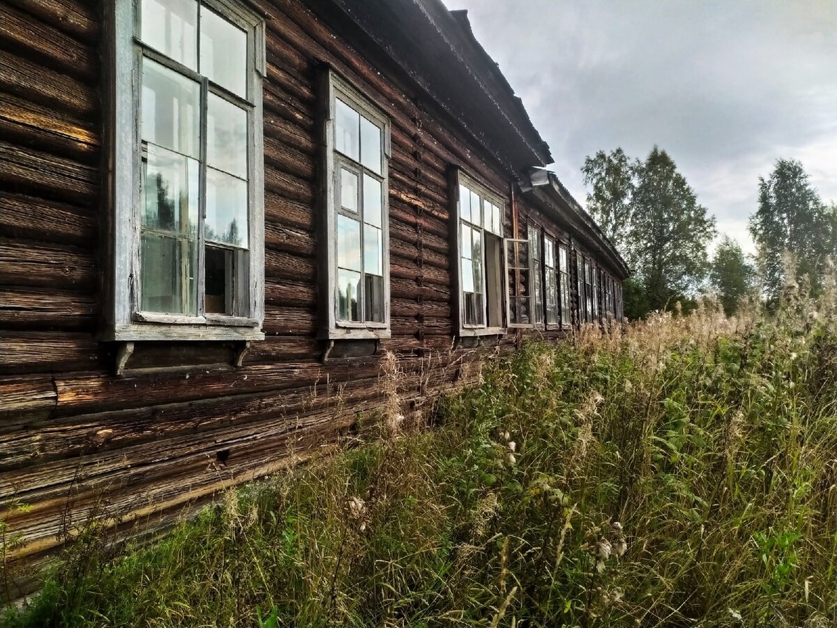 Стена школы. Меня всегда поражали такие большие рубленые строения.