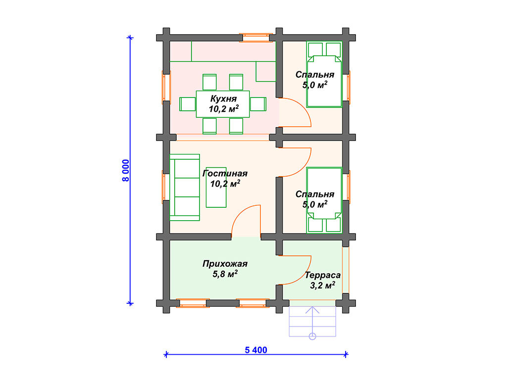 Проект одноэтажного дачного домика 5х8 | Arplans.ru - проекты домов | Дзен