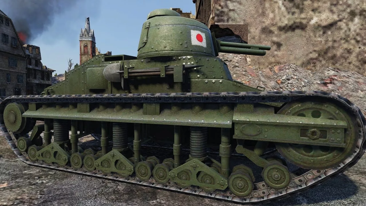 Это наш японец на Химмельсдорфе. Только поглядите на его катки и подвеску, по моему, это красиво!