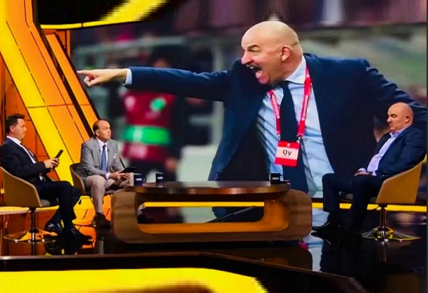 Интервью Черчесова в студии "Матч ТВ". Фото из интернета.