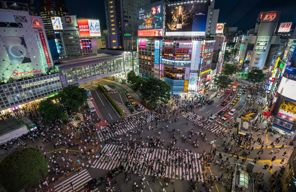 Час пик Токио перекрёсток