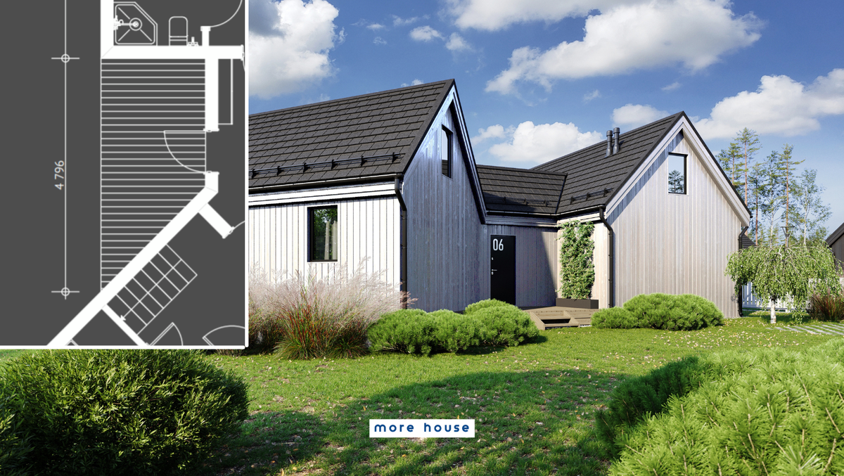 Входная группа дома - небольшая терраса. Сдвоенный дом - Проект №2 More House.