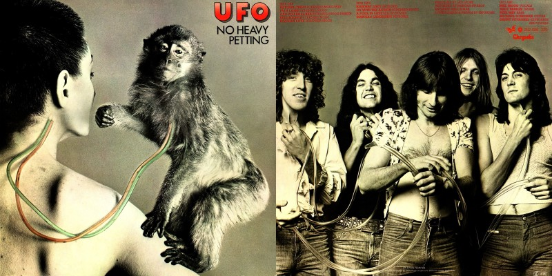 Передняя и задняя обложки альбома "No Heavy Petting" британской рок-группы UFO