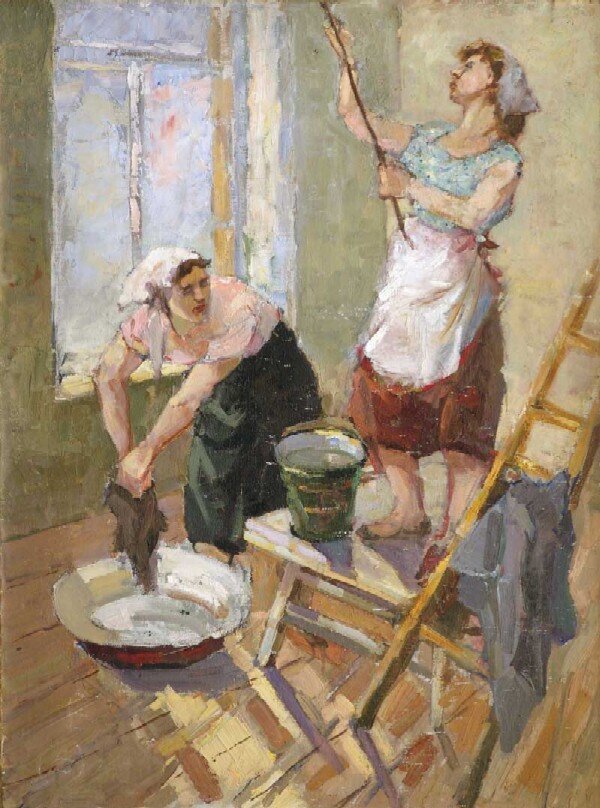 Алексеева Н.В. Весенняя уборка.1965г. https://sovcom.ru/pics/auctions/10541_69.jpg