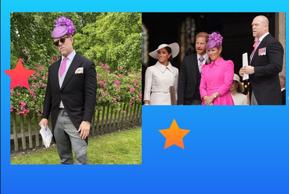 Майк в шляпке Зары, Зара и Майк Тиндалл вместе с  Меган и Гарри на мессе в Лондоне