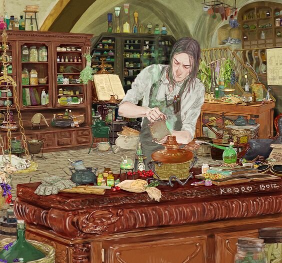 Фанарт на тему "Снейп - зельевар". Источник - Pinterest