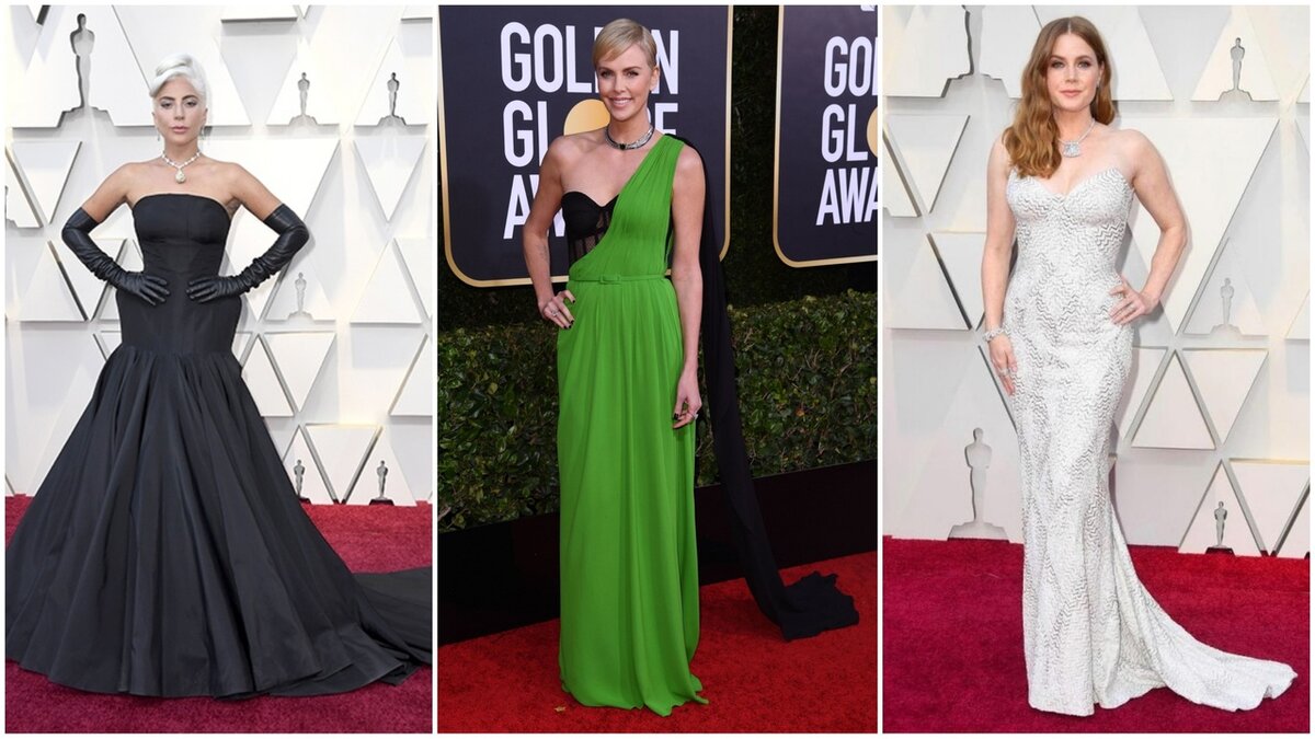 Леди Гага, Шарлиз Терон и Эми Адамс на красных ковровых дорожках