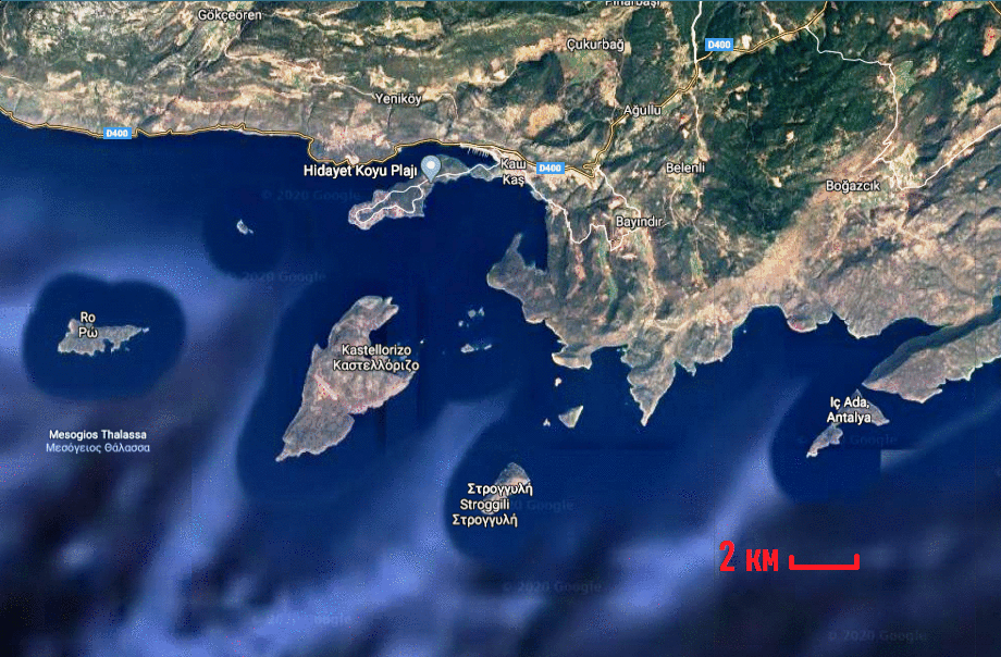 Община Мейисти (Δήμος Μεγίστης), состоящая из Острова Кастелло́ризо (греч. Καστελλόριζο), он же Кастельро́ссо (итал. Castelrosso), он же Мейи́сти (греч. Μεγίστη), он же Меис (тур. Meis) и 8 необитаемых островов, включая Ро (Ρω) и Строггили (Στρογγυλή)